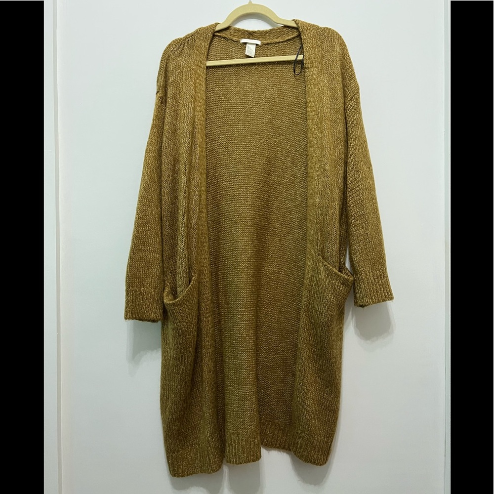 H&M mustard open long Cardigan size S
